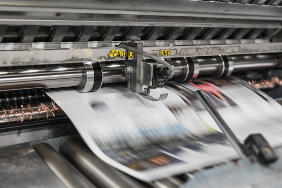 Industrial printing machine in operation